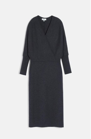 Elegant knitted midi virgin wool dress