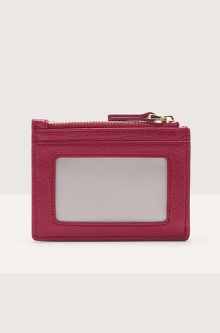 COCCINELLE Dew Grained Leather Card Holder Sangria 2