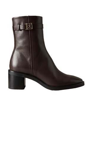 Leather Block-Heel Ankle Boots