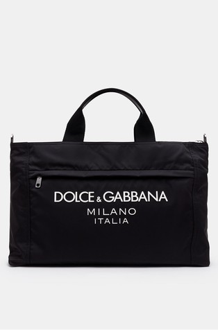 Nylon holdall with rubberized logo