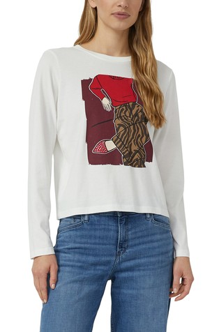 Bombažna majica z dolgimi rokavi in potiskom