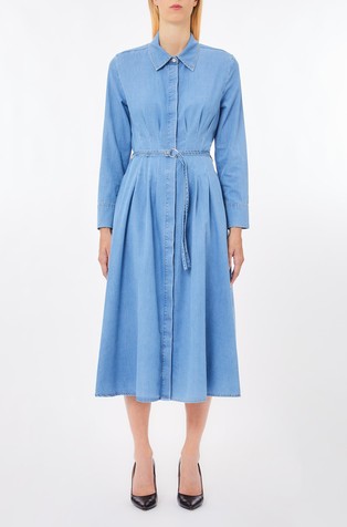 Cotton denim midi shirt dress