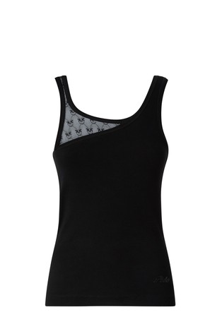 Vest top with logo lace insert
