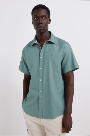 Short sleeve shirt in structured cotton