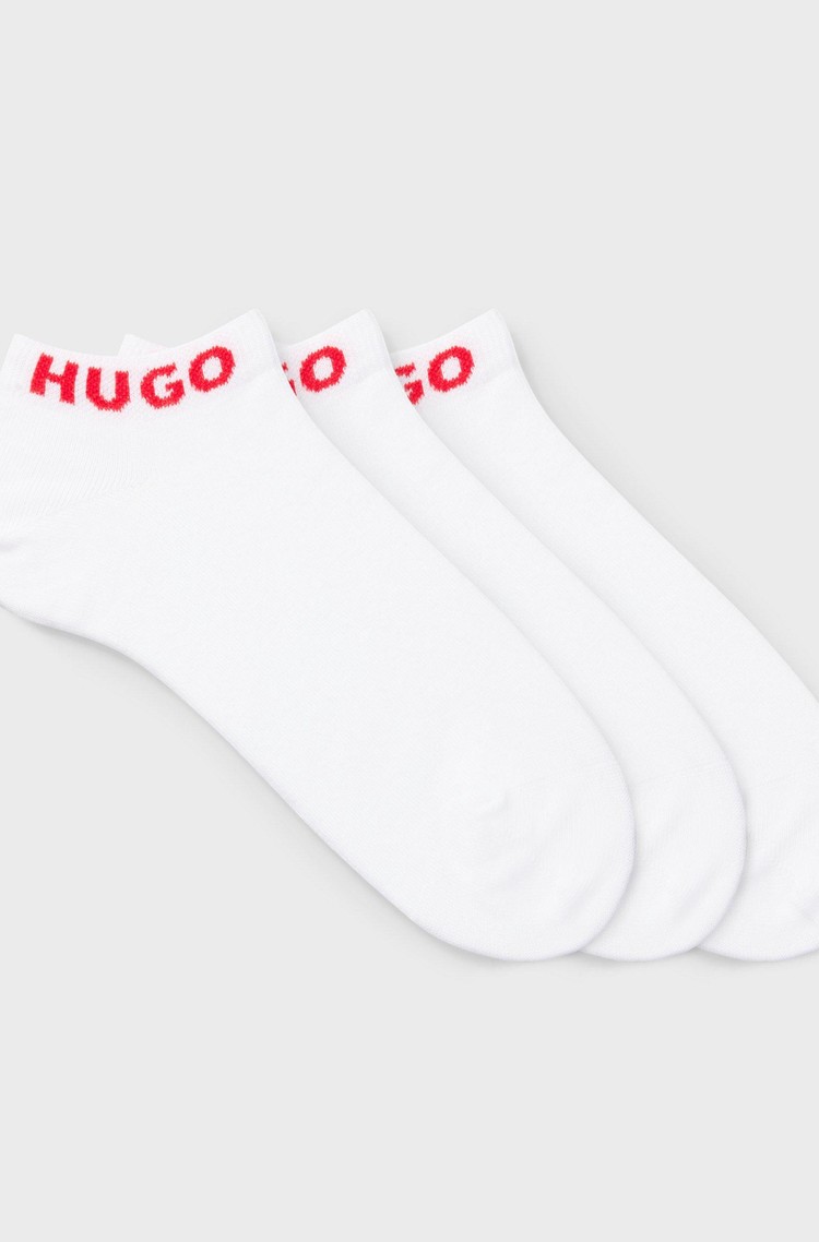 HUGO BOSS Paket 3 parov nizkih nogavic z logotipom Bela - White 