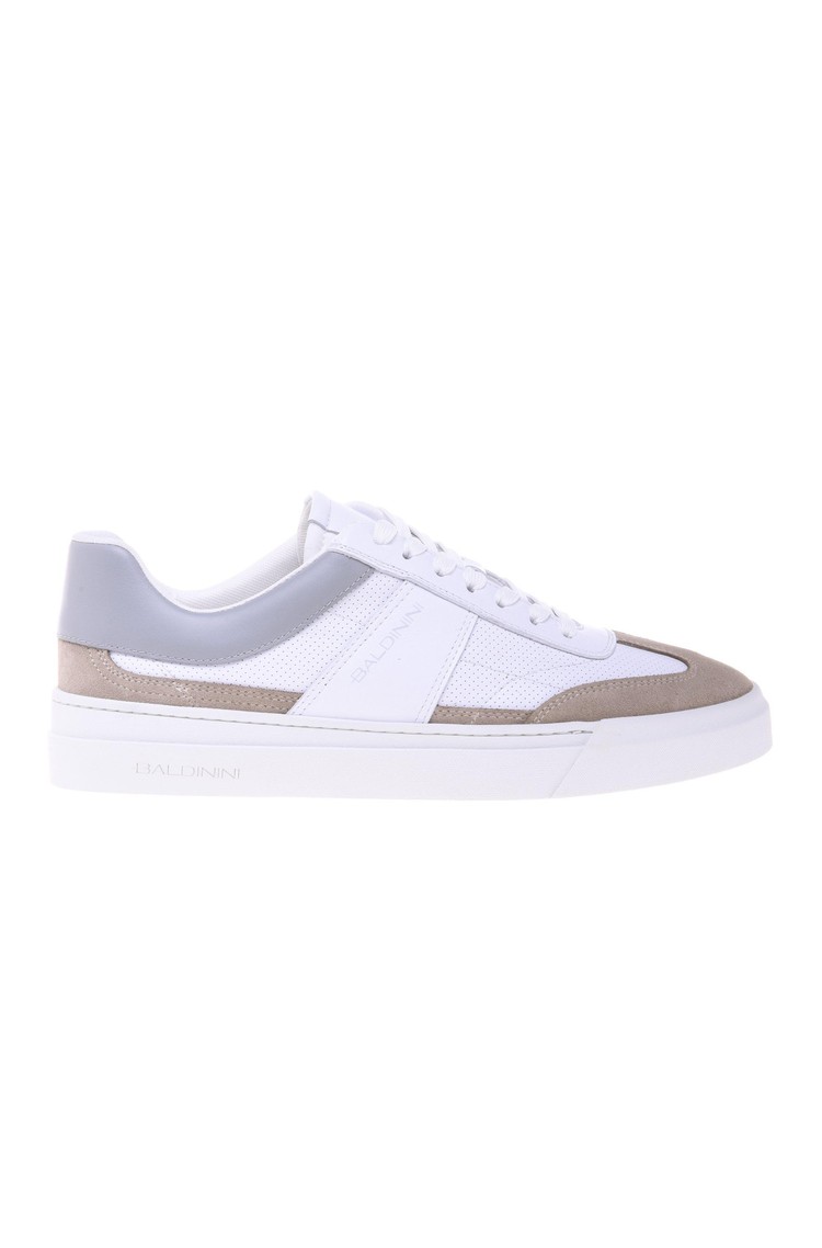 BALDININI Usnjene superge z vstavki iz semiša Bela - Beige / White 