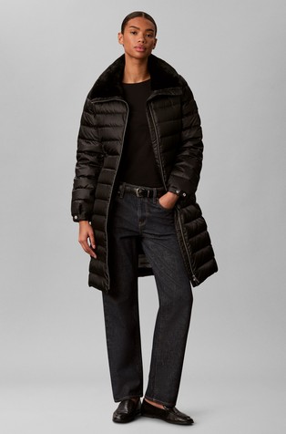 Long Puffer Jacket With Faux-Fur