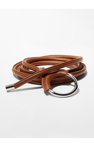Long faux-leather tubular belt