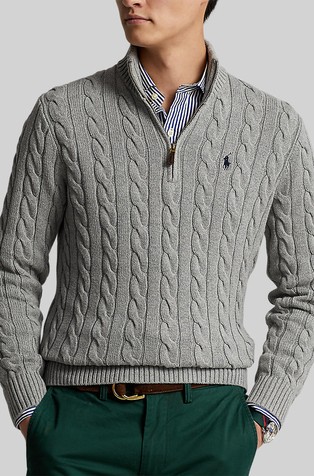 Pleten pulover z delno zadrgo