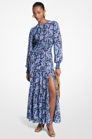 Paisley Print Georgette Maxi Dress