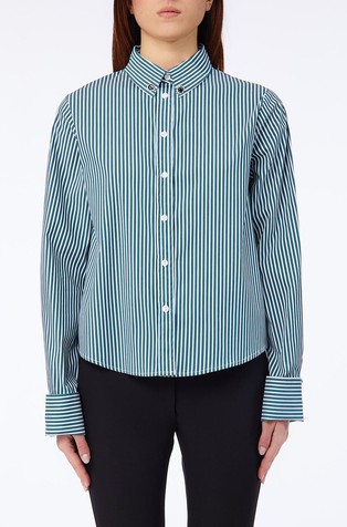Striped cotton shirt with double cuffs