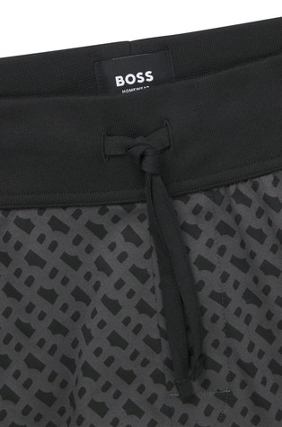 HUGO BOSS Bombažen spodnji del pižame z monogram vzorcem Črna - Black / Multi 2
