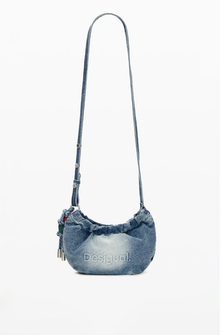 Denim crossbody bag with embossed logo