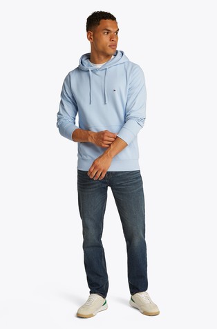 TOMMY HILFIGER Pulover s kapuco in vezeno logo zastavico Modra - Light Blue 3
