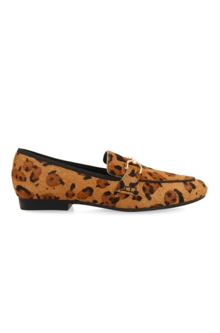 Usnjeni loafer čevlji z leopardjim vzorcem