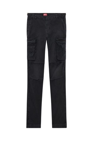 DIESEL Faded cargo pants in stretch cotton Black 3