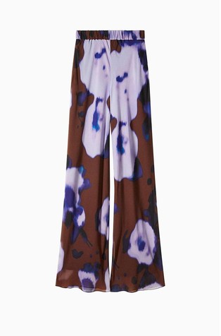 Hlače iz šifona s cvetličnim vzorcem