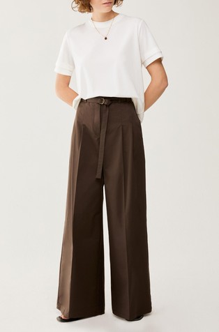 Široke bombažne hlače s pasom