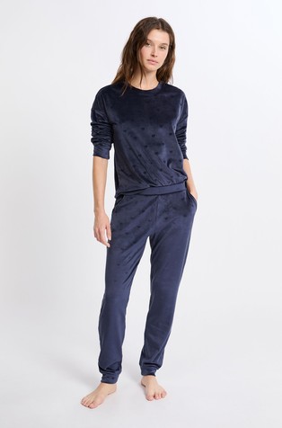 Melusine 2-Piece Pyjama Set with Heart Print Velvet Effect