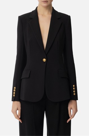 Crêpe jacket with decorative back strap