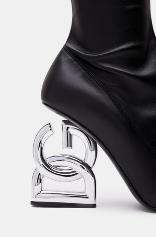 DOLCE &amp; GABBANA Nappa-effect fabric boots with 3.5 heel Black 5