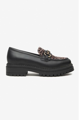 Leather loafers with patterned insert