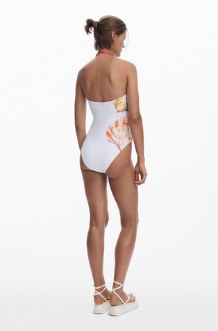 DESIGUAL Enodelne kopalke s potiskom Bela - White / Multi 2