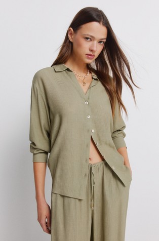 Srajca z dolgimi rokavi iz viskozne mešanice