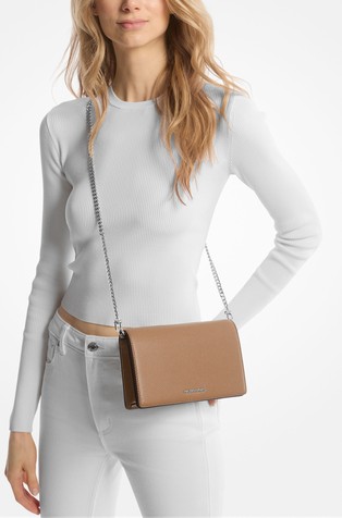 MICHAEL KORS Jet Set usnjena torbica za čez ramo Rjava - Brown 3