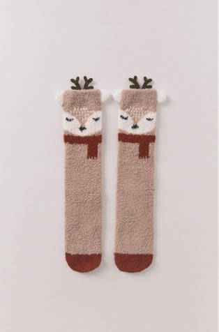 Long socks with 3D deer print