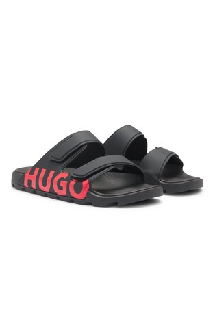 Logo sandals with double touch-closure straps