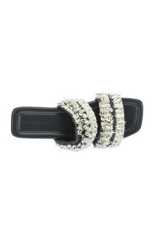 INUIKII Fringe natikači iz denima Črna - Black / White 2