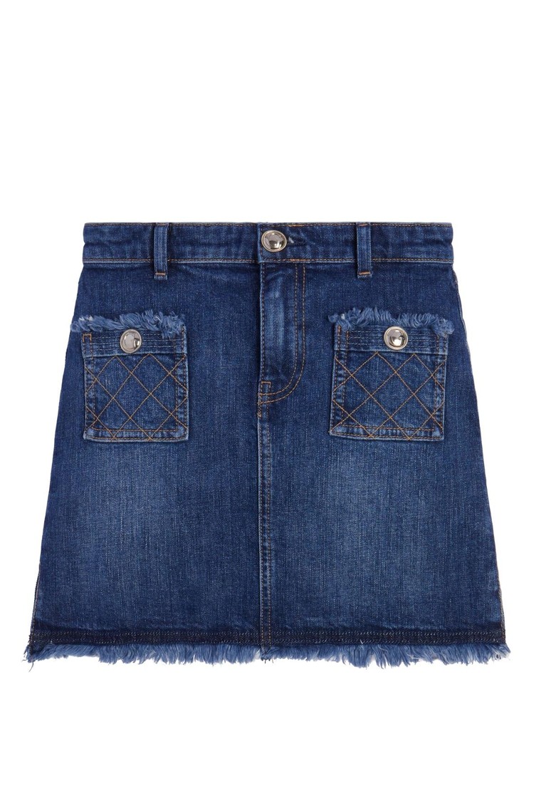 GUESS Eco MiniMe denim krilo Modra - Blue 