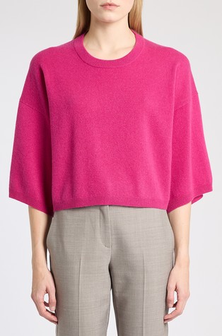 Relaxed fit cashmere 3/4 sleeved sweater