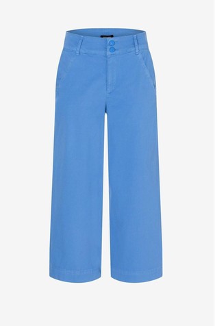 Wide leg stretch cotton pants