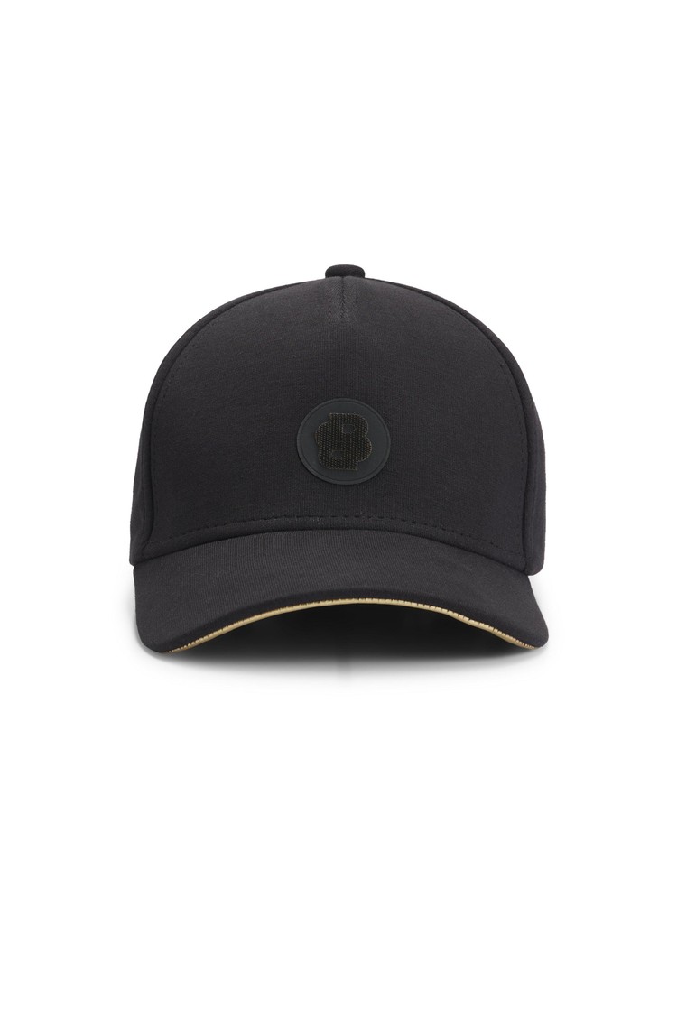 HUGO BOSS Cotton-blend cap with Double B monogram patch Black 