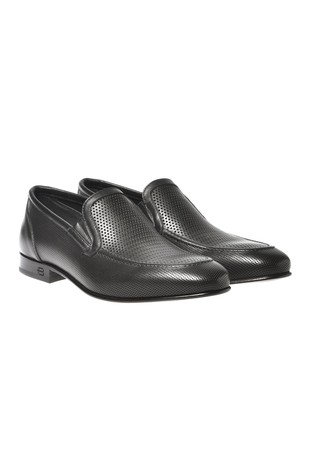 BALDININI Loafer čevlji iz perforiranega usnja Črna - Black 2