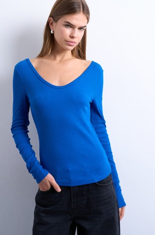 TSWENDY majica z dolgimi rokavi in V-izrezom