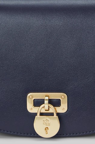 RALPH LAUREN Scarf-trim Leather Tanner Crossbody bag Refined Navy 5