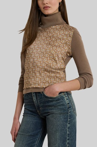 Wool-knit Sweater with Contrast Insert