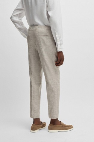 HUGO BOSS Formal trousers in micro-patterned stretch fabric Light Beige 2