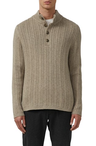 Rebrasto pleten pulover z delnim zapenjanjem