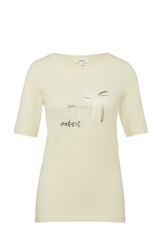 Slim fit majica s kratkimi rokavi in potiskom