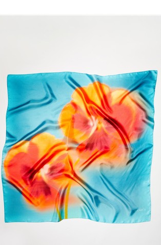 Silk twill scarf with floral print