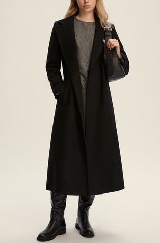 Straight fit wool-blend coat