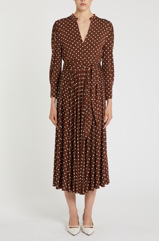 Polka-dot midi dress in stretch viscose