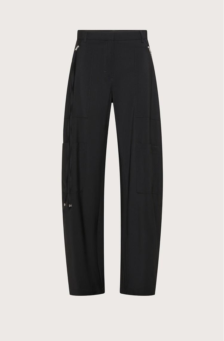 SEVENTY Relaxed fit hlače iz raztegljive volne Črna - Black 