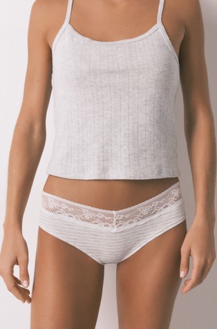 Črtaste spodnje hlačke s čipko