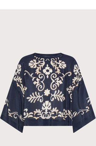 Ohlapna viskozna majica s kontrastnim potiskom