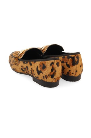 GIOSEPPO Usnjeni loafer čevlji z leopardjim vzorcem Rjava - Brown 3